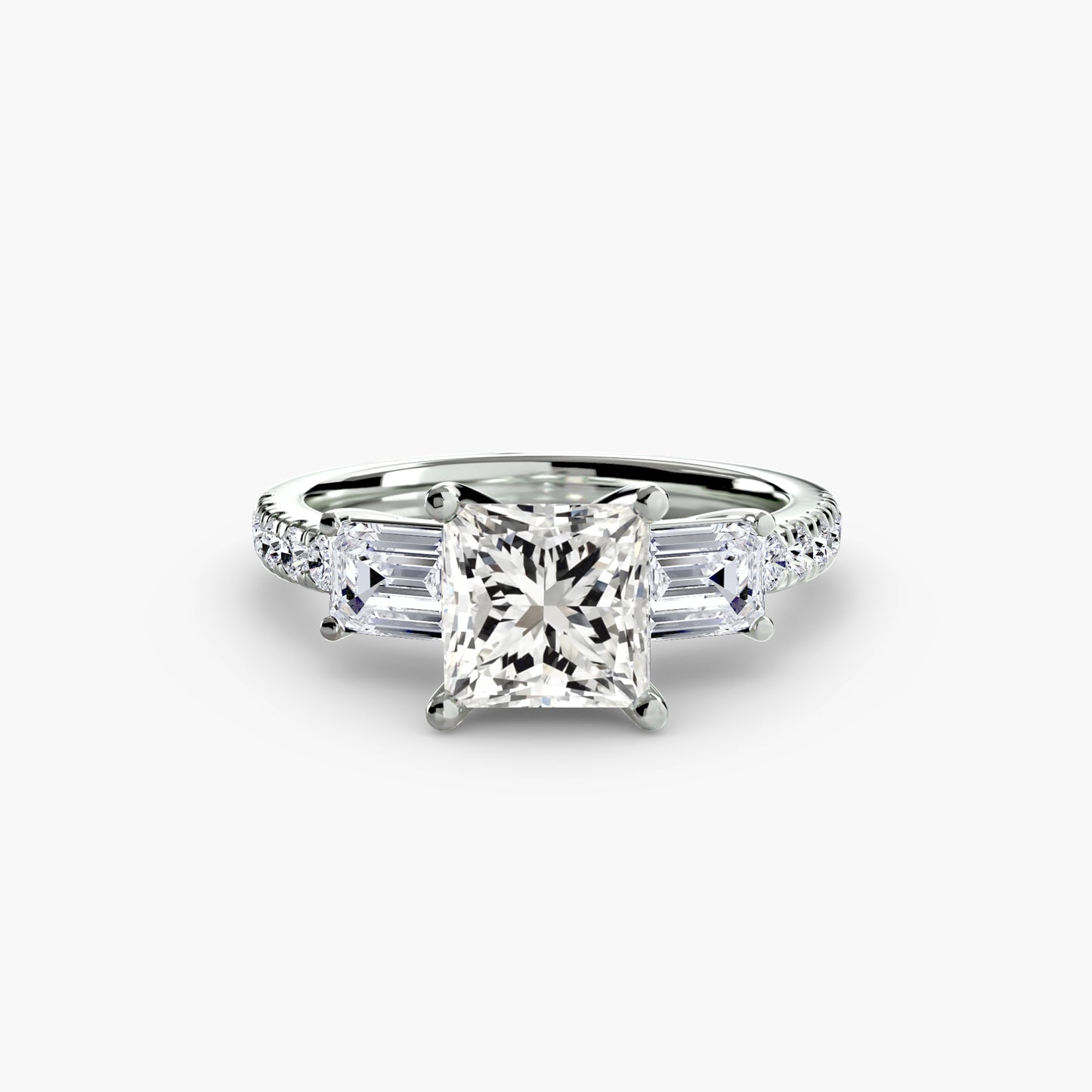 Three-Stone Ring with Pavé Band 4